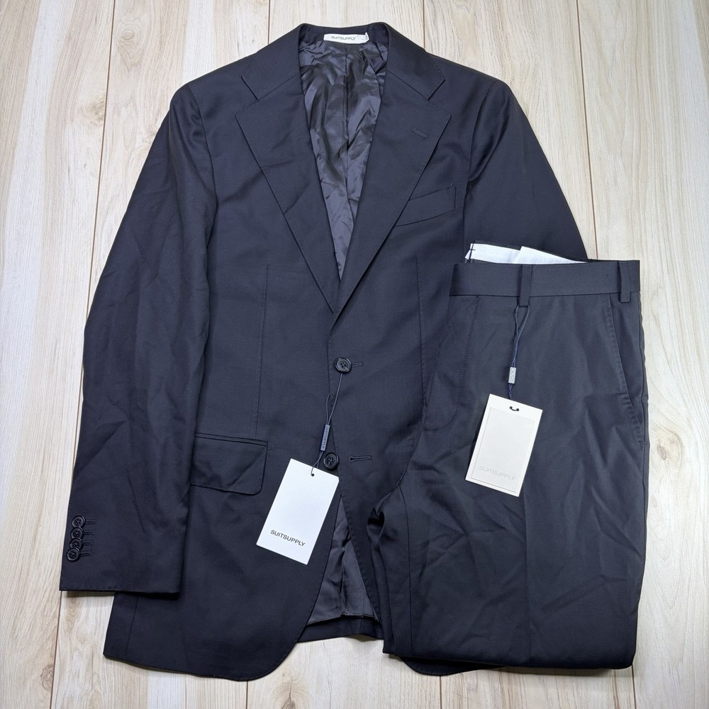 Suitsupply REDA 1865 Wool Napoli Single Breasted Suit Mens 34R Slim 32x26 black